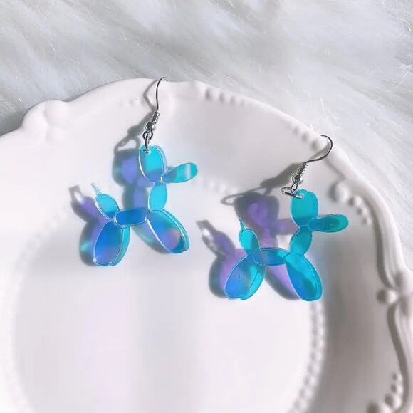Iridescent Balloon Dog Acrylic Earrings - Picture 5 of 11